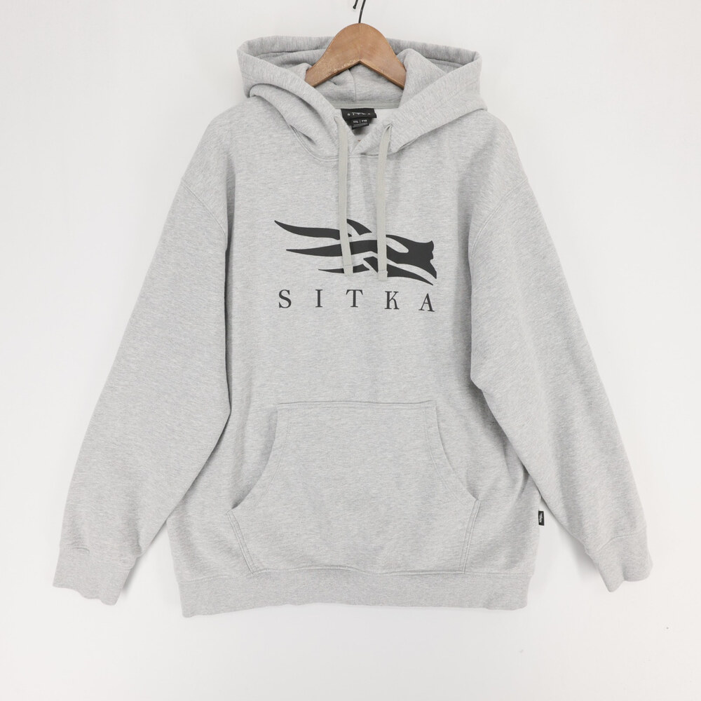 Sitka Icon Hoodie Mens XXL Gray Heather Pullover Fleece Graphic Logo Pocket